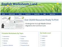 Tablet Screenshot of englishworksheetsland.com